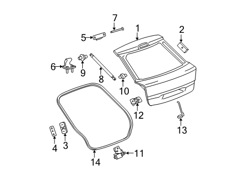 2005 Chevrolet Malibu Gate & Hardware Weatherstrip Asm-Lift Gate Diagram for 22665215