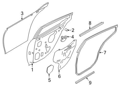 2020 Nissan Altima Rear Door Screen-Seal Rear LH Diagram for 82861-6CA0A