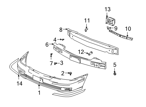 2004 Hyundai XG350 Front Bumper Stay-Front Bumper, LH Diagram for 86541-39510