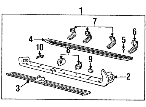 1999 Lincoln Navigator Running Board Mount Bracket Diagram for XL1Z-16N463-AA