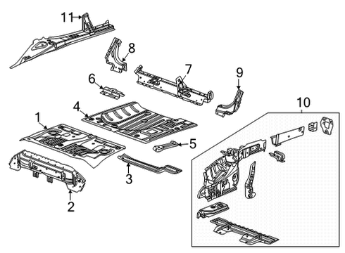 2021 Buick Encore GX Rear Floor & Rails Spare Bracket Diagram for 60001089