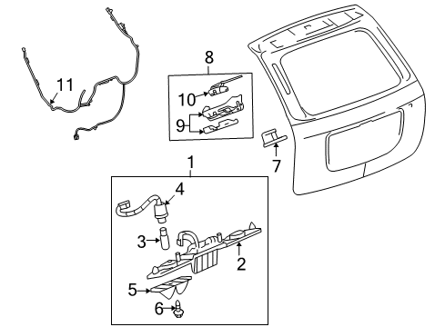 2009 Chevrolet Equinox Lift Gate Lift Cylinder Diagram for 25876680