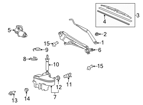 2008 Lexus GS450h Wiper & Washer Components Windshield Wiper Arm Assembly, Left Diagram for 85221-30620