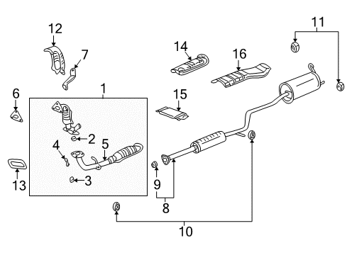 2006 Honda Insight Exhaust Manifold Muffler Set, Exhuast Diagram for 18030-S3Y-E00