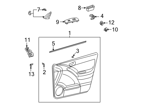 2004 Toyota Matrix Switches Door Trim Panel Diagram for 67610-01220-B2