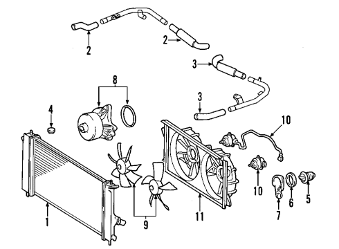 2003 Toyota MR2 Spyder Powertrain Control Fan Shroud Diagram for 16711-22060