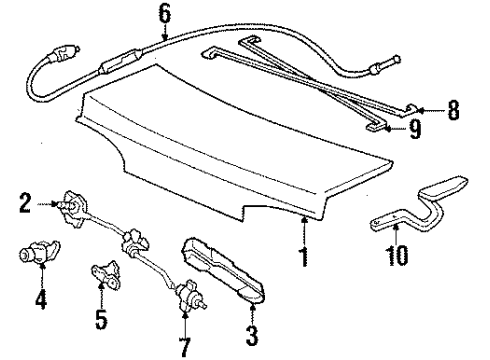 1990 Acura Legend Trunk Lid Cylinder, Trunk Diagram for 74861-SD4-A12