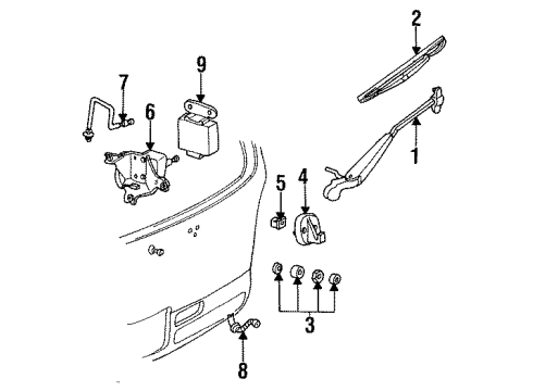 1993 Mercury Villager Wiper & Washer Components Wiper Motor Diagram for F3XY17508B