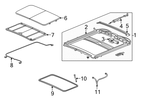 2006 GMC Yukon Sunroof Motor Asm-Sun Roof Actuator Diagram for 15224754