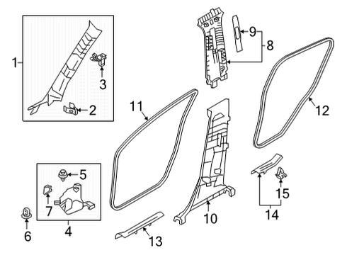 2020 Toyota Yaris Interior Trim - Pillars Weatherstrip Pillar Trim Diagram for 62211-WB001