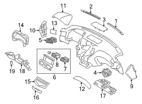 2015 Infiniti Q70 Cluster & Switches, Instrument Panel Lid-Cluster Diagram for 68241-1MA0A