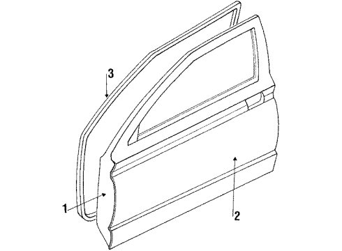 1989 Mercury Tracer Front Door Door Weatherstrip Diagram for E7GZ5820531A