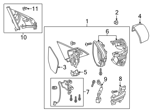 2020 Honda Insight Lane Departure Warning Set Driver Side (Flat Black) Diagram for 76258-TXM-A21ZA