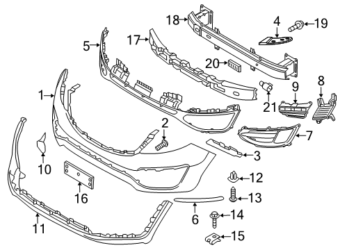 2014 Kia Sportage Front Bumper Cover-BLANKING Front Fog Diagram for 865243W500