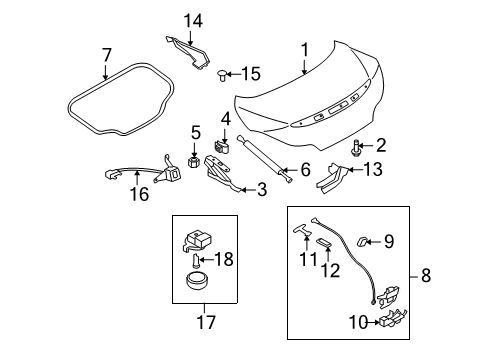 2014 Infiniti Q60 Trunk Hinge Trunk RH Diagram for 84400-JL00B