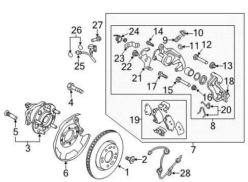 2018 Hyundai Elantra Rear Brakes Drum-Rear Brake Diagram for 58411-3X000