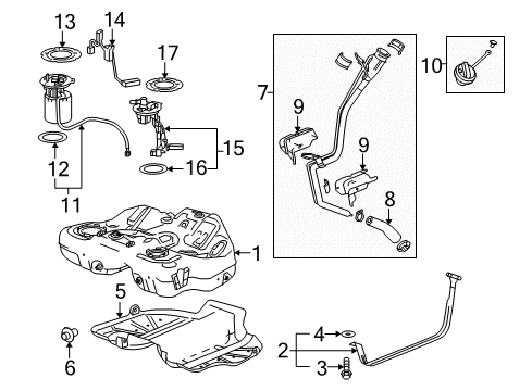 2011 Buick LaCrosse Fuel System Components Fuel Gauge Sending Unit Diagram for 13505217