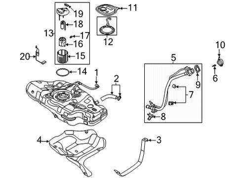 2022 Hyundai Elantra Fuel System Components Clamp Assembly Diagram for 31141-F2100