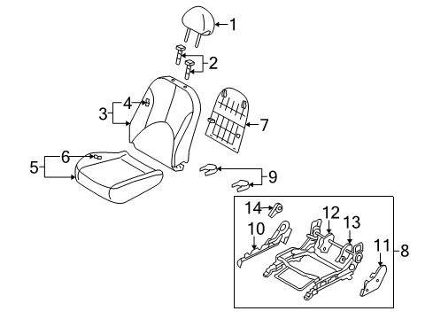 2008 Kia Rio5 Front Seat Components Cushion Assembly-Front Seat Diagram for 882001G320300