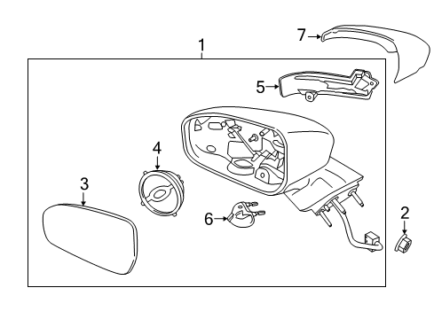 2019 Ford SSV Plug-In Hybrid Outside Mirrors Mirror Assembly Diagram for KS7Z-17683-ZA