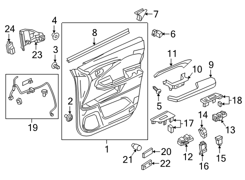 2019 Honda Passport Mirrors Panel Assy., R. FR. Door Lining Switch *NH900L* (DEEP BLACK) Diagram for 83505-TG7-A01ZA