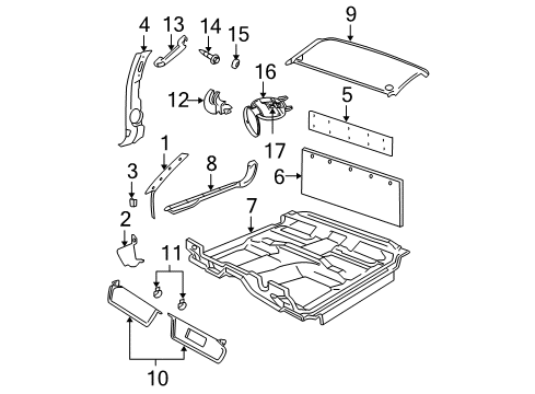 2000 Dodge Dakota Interior Trim - Cab Panel-B Pillar Upper Trim Diagram for 5GJ12RC3AB