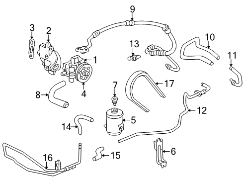 1999 Honda Accord P/S Pump & Hoses, Steering Gear & Linkage Cooler, Power Steering Oil Diagram for 53765-S84-A01