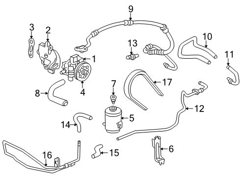 1999 Honda Accord P/S Pump & Hoses, Steering Gear & Linkage Hose, Oil Tank Diagram for 53733-S84-A01