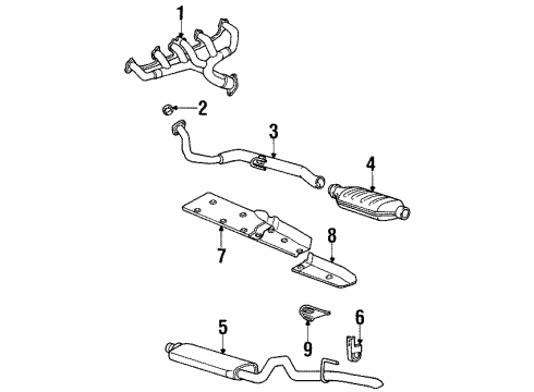 1993 Jeep Grand Cherokee Exhaust Manifold Tailpipe Muffler Diagram for 4864279