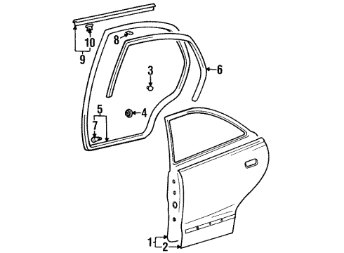 1995 Hyundai Accent Rear Door Weatherstrip Assembly-Rear Door Side RH Diagram for 83140-22000