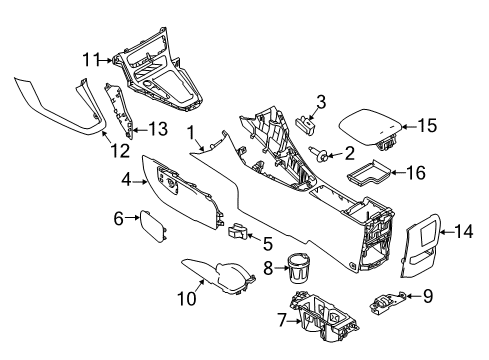 2016 Ford Focus Center Console Cap Diagram for F1EZ-58672A40-AA