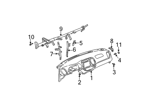 2005 Toyota Camry Cluster & Switches, Instrument Panel Pad Sub-Assembly, Instrument Diagram for 55401-AA070-B1