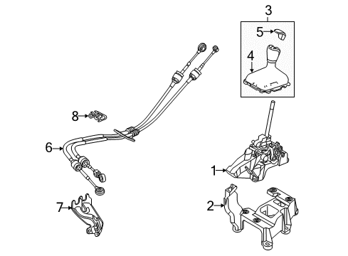 2013 Ford Focus Gear Shift Control - MT Shift Control Cable Diagram for BV6Z-7E395-AF