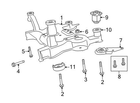 2010 Dodge Journey Engine Crossmember Bolt-HEXAGON Head Diagram for 6105245AA