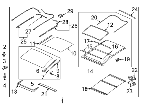 2014 Hyundai Elantra GT Sunroof Seal-Panoramaroof Front Glass Diagram for 81613-A5000