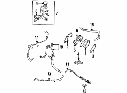 1997 Toyota Avalon P/S Pump & Hoses, Steering Gear & Linkage Reservoir Hose Diagram for 44348-33110