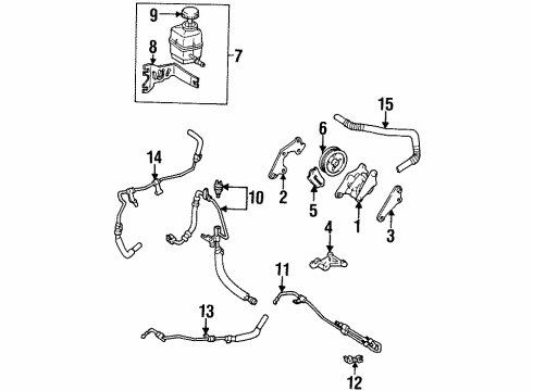 1995 Toyota Avalon P/S Pump & Hoses, Steering Gear & Linkage Lower Return Hose Diagram for 44406-07010