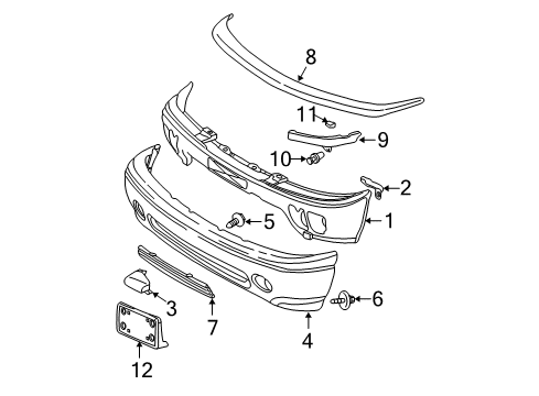 2006 GMC Sierra 3500 Front Bumper Bumper Cover Diagram for 12479754