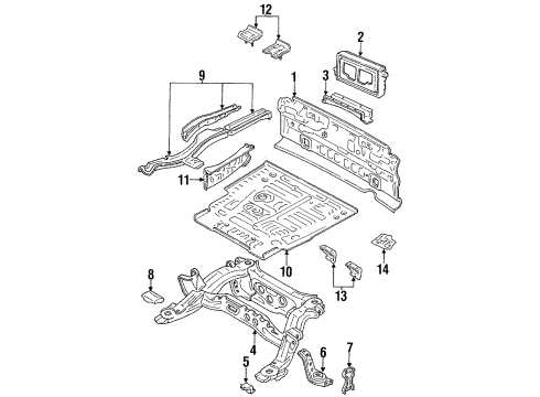 1990 Toyota Cressida Rear Body, Rear Floor & Rails Side Plate Diagram for 57628-22020