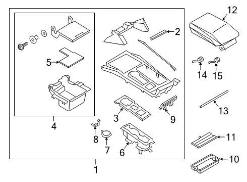 2021 Ford Explorer Front Console Cup Holder Diagram for LB5Z-7813562-BA
