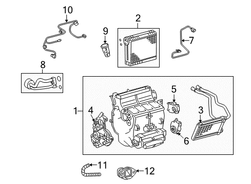 2009 Toyota Sequoia HVAC Case Case Assembly Diagram for 87130-0C062