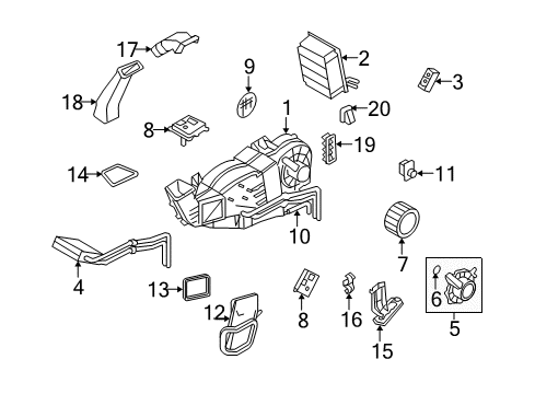 2016 Ford Expedition Auxiliary A/C & Heater Unit Upper Duct Diagram for 7L1Z-19C802-BA