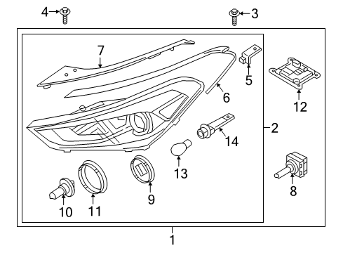 2016 Hyundai Tucson Headlamps Front Turn Signal Lamp Holder Assembly Diagram for 92161-2T000