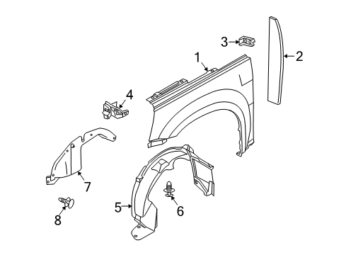 2008 Pontiac Torrent Fender & Components Shield Asm-Engine Splash Diagram for 22624531