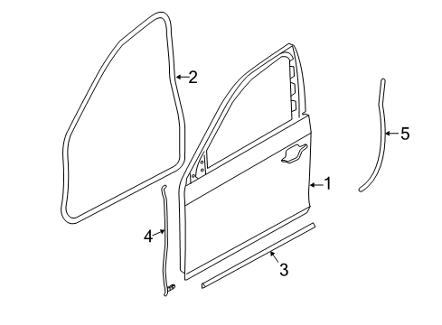 2010 BMW 550i GT xDrive Front Door Sealing, Door Front Right Diagram for 51767226396