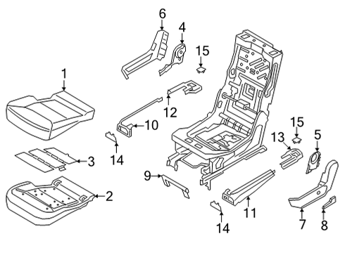 2020 Ford Explorer Second Row Seats Seat Cushion Pad Diagram for LB5Z-7863841-E