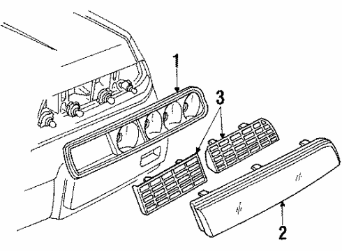 1986 Pontiac Fiero Combination Lamps Lens, Rear Combination Lamp Diagram for 16504929