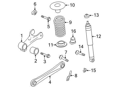 2008 Ford Mustang Rear Suspension Components, Stabilizer Bar Coil Spring Diagram for 7R3Z-5560-K