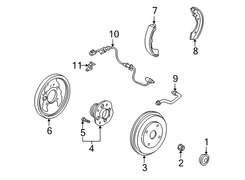 2002 Honda Accord Anti-Lock Brakes Plate, Left Rear Brake Back Diagram for 43120-S84-A02