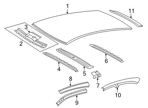 2012 Toyota Camry Roof & Components Inner Reinforcement Diagram for 61204-06130